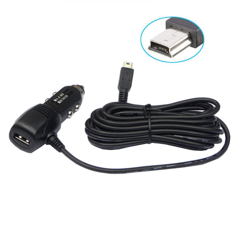 Bolwins G64C 3,5m KFZ Auto Ladegerät Adapter Kabel USB + mini USB 5pin GPS Autoladekabel von Bolwins