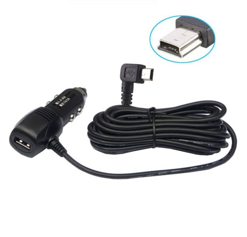 Bolwins G66C 3,5m KFZ Auto Ladegerät Adapter Kabel USB + mini USB 5pin GPS Autoladekabel von Bolwins