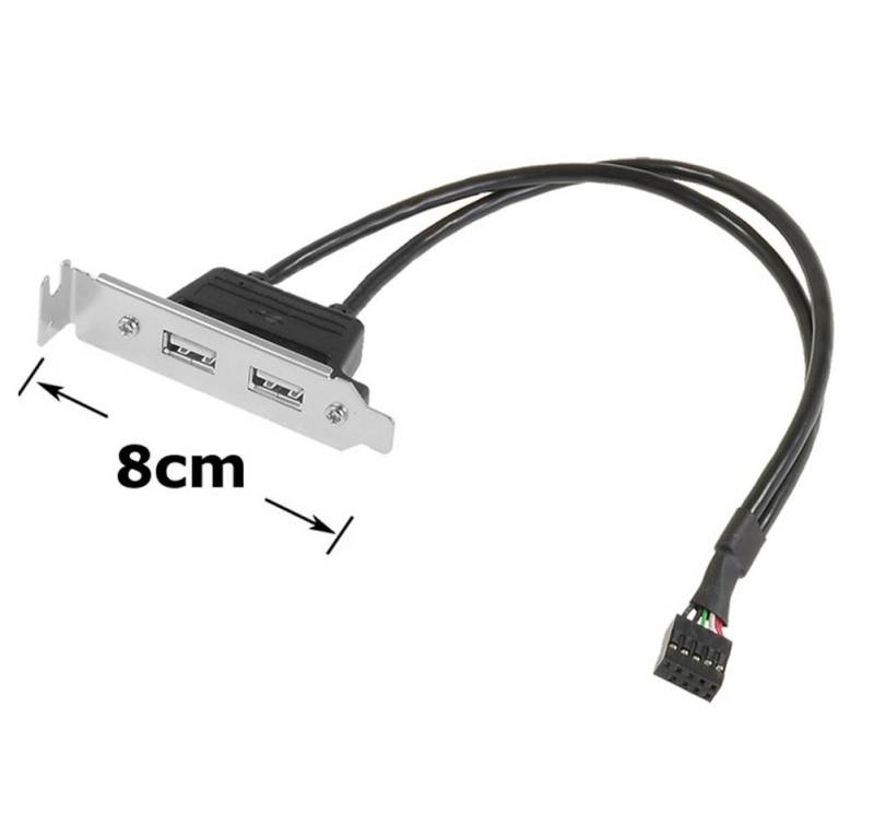 Bolwins I00 30cm USB Kabel Adapter 9pin zu 2x USB Slotblech 8cm Mainboard f PC Computer-Adapter, 30 cm von Bolwins