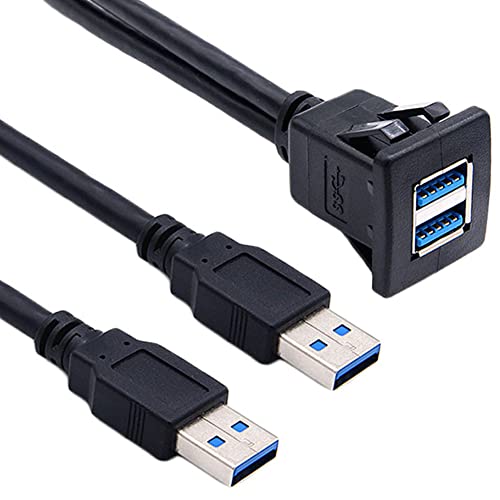 Bolwins I05C USB 3.0 Verlängerungskabel für Armaturenbrett – 2 x USB 3.0 Stecker auf Buchse, Einbaubuchse für Auto, Boot, Motorrad von Bolwins