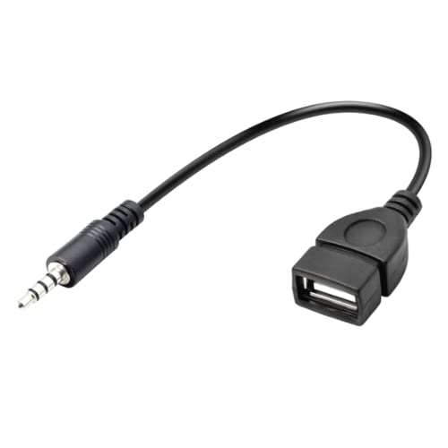 Bolwins K04S USB auf Aux Audio Adapter, USB OTG Adapterkabel Jack 3,5mm Klinken Stecker AUX auf USB A Buchse Steckverbinder für Car Stereos, Auto-GPS, CD, DVD-Audio von Bolwins