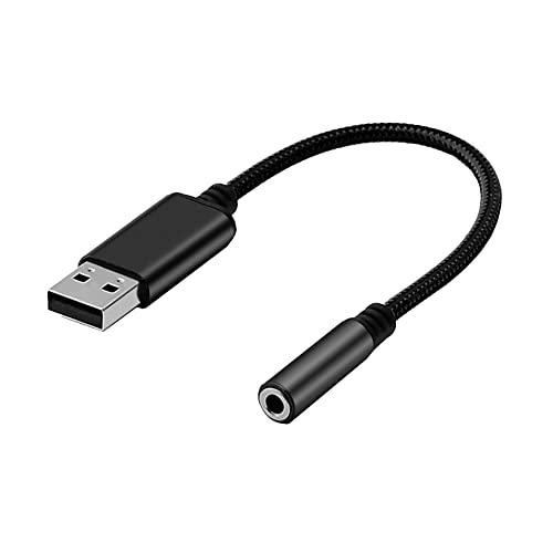 Bolwins L05S USB auf 3,5mm Stereo Klinkenadapter (4-polig CTIA) für Kopfhörer und Lautsprecher + 4-poliges Mikrofon – Externe USB Soundkarte, Plug-and-Play, 12 cm Kabel von Bolwins