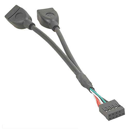 Bolwins M15S USB Adapter Kabel 9 pin Header Buchse auf 2X USB2.0 Buchse PC Mainboard USB Pinheader Buchse >Dual USB A Buchse USB Header Splitter für PC, ca. 15cm von Bolwins