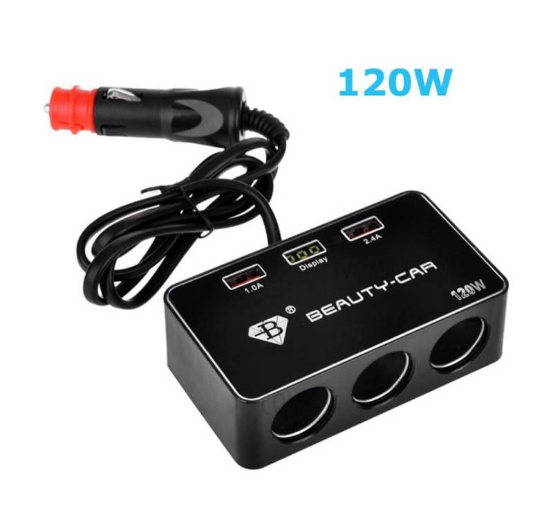 Bolwins O14C 120W KFZ 3x Steckdose Zigaretenanzünder Ladegerät Verteiler USB Universal-Ladegerät von Bolwins