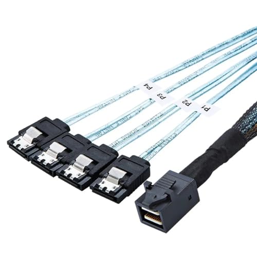 Bolwins P56S Mini SAS SFF-8643 auf 4x SATA 7pin Splitter Kabel Festplatten Datenkabel Internes Mini SAS HD SFF-8643 Host auf 4 SATA 7pin Target Festplatte Kabel 1m von Bolwins