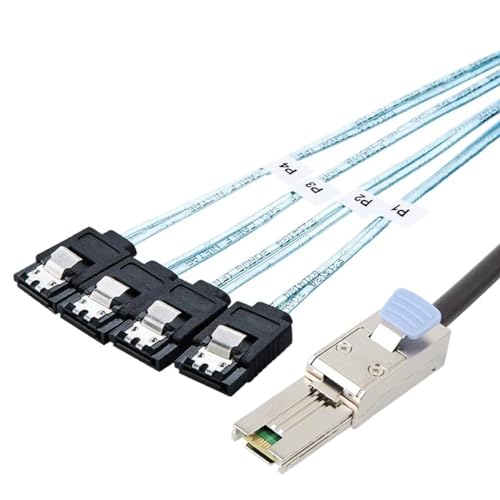 Bolwins P84CS Mini SAS 26P SFF-8088 zu 4 SATA Splitter Kabel, 1m – Mini SAS auf SATA Datenkabel für Festplatten, Verbindung zwischen Mini-SAS-Controller und SATA-Laufwerk Bolwins P84CS Mini SAS 26P SFF-8088 zu 4 SATA Splitter Kabel, 1m – Mini SAS auf SATA Datenkabel für Festplatten, Verbindung zwischen Mini-SAS-Controller und SATA-Laufwerk von Bolwins