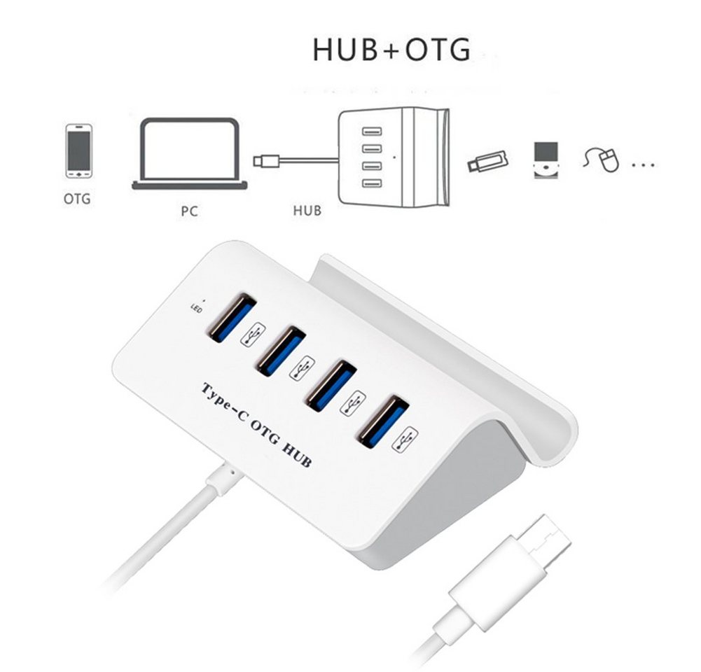 Bolwins Q19C USB-C USB 3.0 OTG Hub Adapter Data Bracket Handyhalter Smartphone USB-Adapter von Bolwins