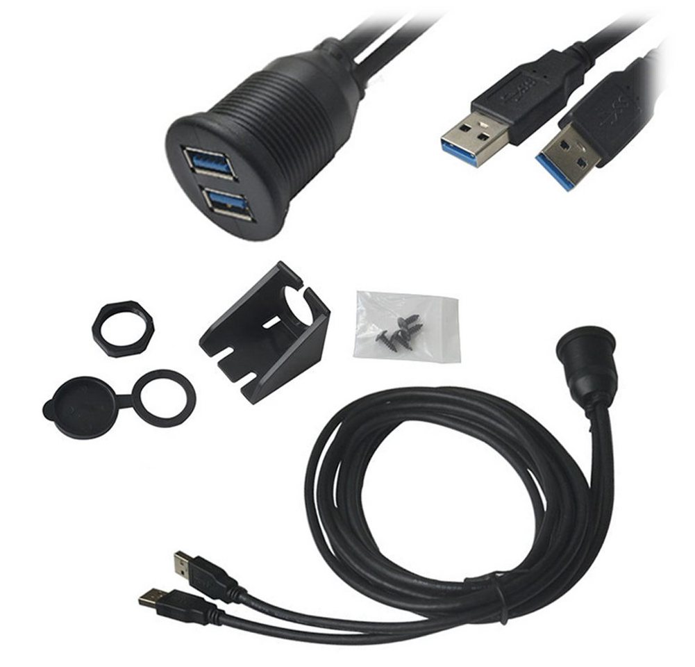 Bolwins Q73C Dual USB3.0 M auf F Verlängerungskabel für Auto Armaturenbrett 1m USB-Kabel von Bolwins