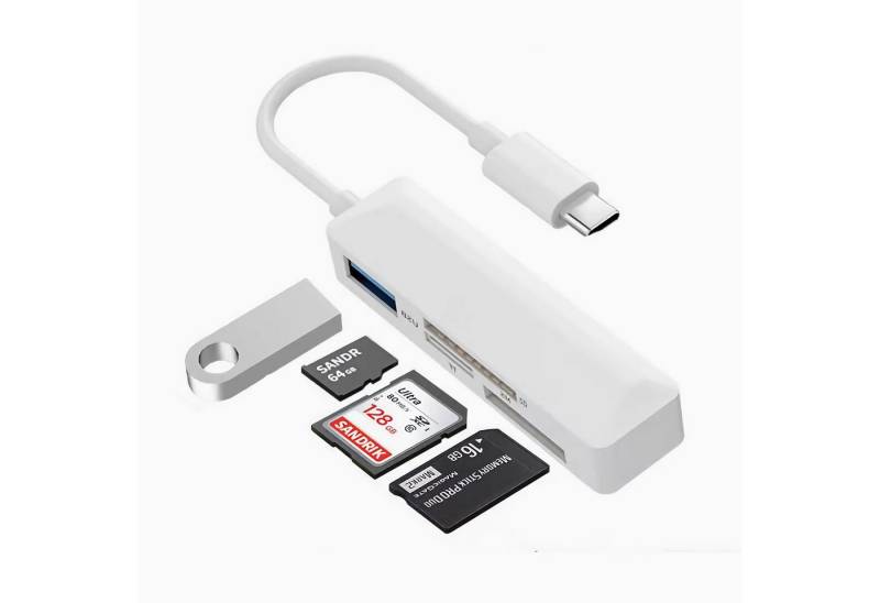 Bolwins Speicherkartenleser M47 USB C zu USB 2.0, SD, MicroSD/TF, MS Kartenleser Adapter PC Laptop von Bolwins