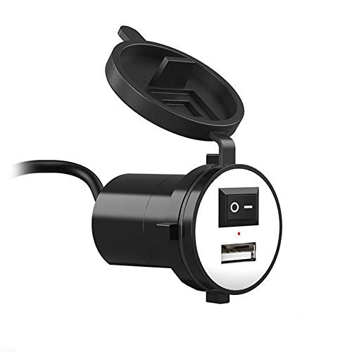 D71CS Auto USB Ladegerät 5V /2,1A Einbau KFZ USB Steckdose Wasserdicht und Staubdicht, Netzteil Sockel mit Schalter für 12V~24V Fahrzeuge KFZ Boot LKW Schnellladung von Bolwins