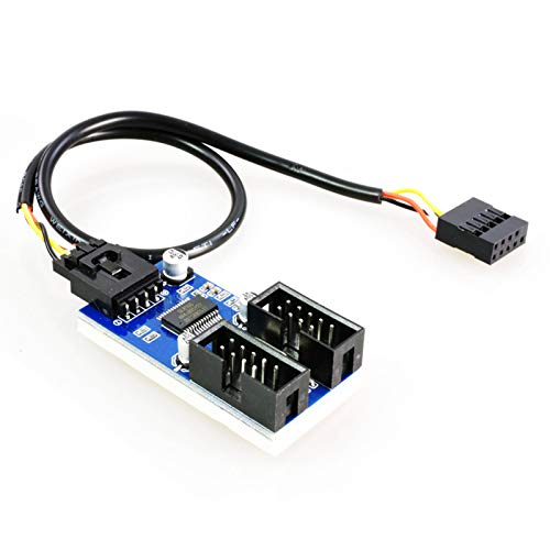 F71S USB 2.0 Hub intern Splitter Motherboard 1 auf 2 Verlängerungs 1x 9Pin zu 2X 9Pin Header Erweiterung Verlängerungskabel 30 cm Kabel 9-poliger Stecker Adapter Port Multiplier von Bolwins