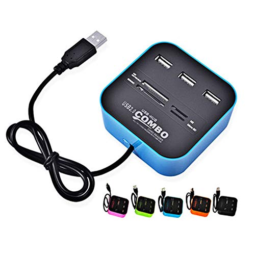 H31CS USB 2.0 Hub 3 Port + Kartenleser (SD, microSD) 4X Card Slot(M2, MS PRO Duo, Micro SD und SD Speicherkarten), 3X USB 2.0 Buchse für Windows/MAC OS/Linux, passend für Laptop PC von Bolwins