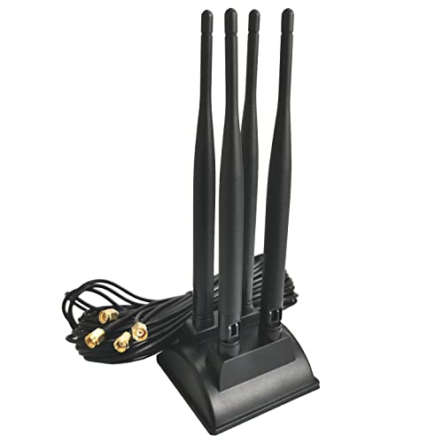 I03DS 3m 2.4G 5.8G WiFi Antenne 4X 6dBi RP-SMA Adapter Kabel mit Magnet Standfuss Dual Frequency Magnetic WLAN Antenen Verlängerung von Bolwins