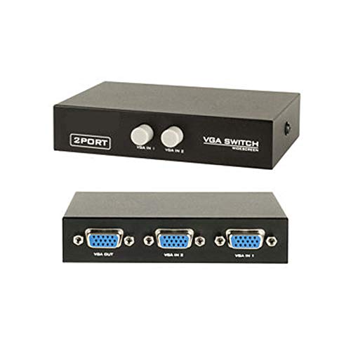 I07CS VGA Umschalter Switch Box - VGA SVGA Monitor Switch Verteiler 2 IN 1 Out für PC, TV, Beamer usw. Auflösung bis 1920 x 1440 für Computer PC Laptop Desktop von Bolwins