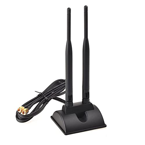 L44DS WiFi Antenne 2.4G / 5.8G Dual Frequenz Dualband 2,4 GHz 5,8 GHz, 2X 6dBi RP-SMA Adapter Signalverstärker Magnetbasis 3m Verlängerungskabel für WLAN PCI WiFi Karten Wirelesse Router von Bolwins