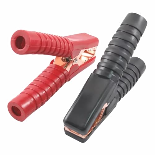 M60CS 2X Batterieklemmen mit Krokodilklemmen – Starthilfekabel Klemmen Clips für Auto, LKW, Motorrad, Boot, Wohnmobil, Solarbatterie, Notfall-Starthilfe, Ladegerät, Powerbank, 12V/24V von Bolwins