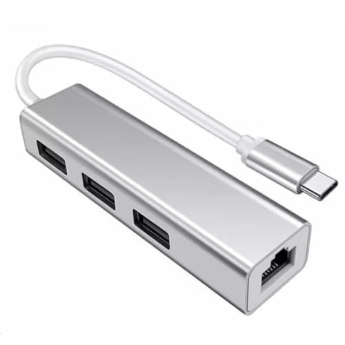 Q82CS USB Typ C zu Ethernet 1000Mbps mit 3 USB 3.0 Anschlüssen für MacBook XPS Surface Pro USB auf Ethernet Adapter, USB 3.0 Hub mit 1000 Mbit/s Gigabit RJ45 LAN Netzwerkadapter und 3 USB Ports von Bolwins
