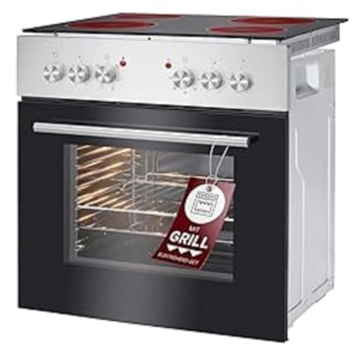 Bomann® Backofen mit Ceranfeld | 50°C - 250°C | Grill & Ober-/Unterhitze | 4 Kochfelder | Backofen mit 60cm Kochfeld | Einbaubackofen mit 61L | Backofen Set | Glastür 3-Fach verglast | EHBC 7935 IX von Bomann