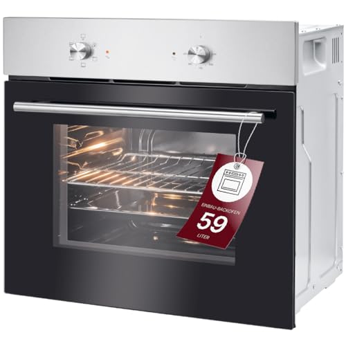 Bomann® Einbaubackofen mit Ober-& Unterhitze | Backofen mit 59L Nutzinhalt | Ofen mit 50°C - 250°C Bereich & Kontrollleuchte | Oven mit 4 Backofen-Funktionen & aushängbarer Türe | EBO 7908 IX von Bomann