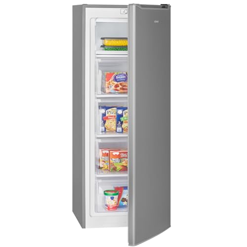 Bomann® Gefrierschrank 143cm | 4 Sterne-Gefrierfach | Temperaturbereich: ≤ -18°C | Tiefkühlschrank leise 40dB | wechselbarer Türanschlag | Gefrierschrank gross | 168L Freezer | GS 7364 inox von Bomann
