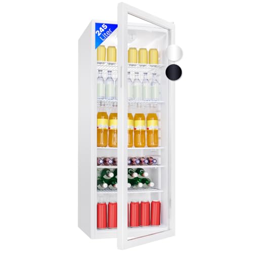 Bomann® Getränkekühlschrank mit Glastür | Kühlschrank mit 245L Nutzinhalt & 5 Gitterablagen | Flaschenkühlschrank mit Abtauautomatik & stufenloser Temperaturregelung | KSG 7289 weiß von Bomann