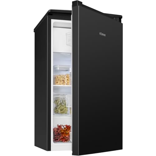 Bomann® Kühlschrank mit Gefrierfach | 91L | Kühlschrank klein | 2 Ablagen | Gemüsefach | wechselbarer Türanschlag | 0°~ 8°C | Mini Kühlschrank | Kühlschrank schwarz | leise | Fridge KS 7254 schwarz von Bomann