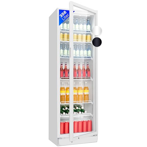 Bomann® Kühlschrank mit Glastür | Getränkekühlschrank abschließbar | 6 höhenverstellbare Ablagen | 30kg je Ablage | 347 Liter | Kühlschrank groß | Flaschenkühlschrank m. LED-Licht | KSG 7351 weiß von Bomann