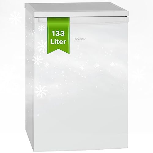 Bomann Kühlschrank ohne Gefrierfach, 133 Liter Nutzinhalt, 3 Ablagen, Kühlschrank klein mit Gemüsefach, wechselbarem Türanschlag, Tischkühlschrank leise, H:84.5 x B:56 x T:57.5cm - VS 2185.1 weiß von Bomann