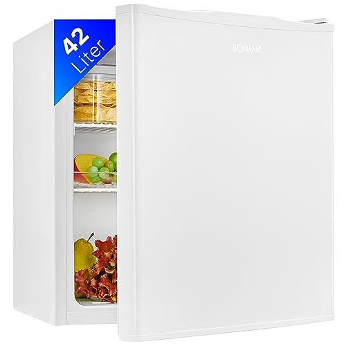 Bomann® Mini Kühlschrank 42 Liter | Getränkekühlschrank klein für Büro, Camping und Gaming | kleiner Kühlschrank leise 39 dB | Minibar mit wechselbarem Türanschlag | 51x45x45 cm | KB 7346 weiß von Bomann