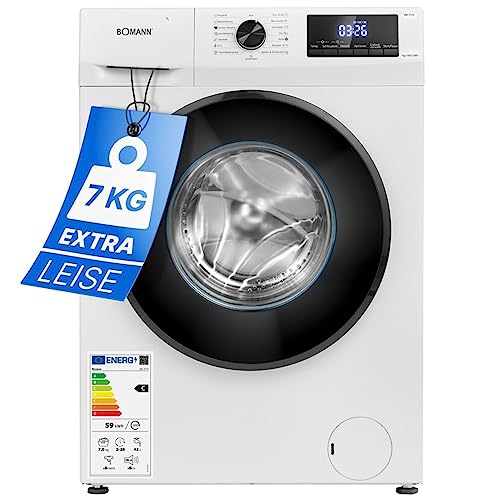 Bomann Waschmaschine 7kg | max. 1400 U/min | 10 Jahre Motor-Garantie | robuster, leiser & langlebiger Invertermotor | 15 Waschprogramme | LED-Display | Washing Machine mit Dampffunktion | WA 7174 von Bomann