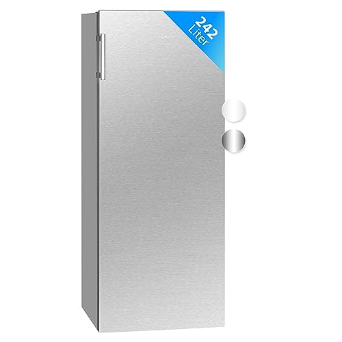 Bomann® freistehender Vollraumkühlschrank | Standkühlschrank groß 242 Liter | inkl. LED-Beleuchtung | ideal für Getränke und Lebensmittel | Türanschlag wechselbar | VS 7316.1 inox von Bomann