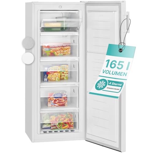 Bomann® großer Gefrierschrank freistehend | 165 Liter Nutzinhalt für Lebensmittel | 5 Schubladen | Freezer Eisschrank Froster | wechselbarer Türanschlag inkl. Eiswürfelschale | GS 7317.1 weiß von Bomann