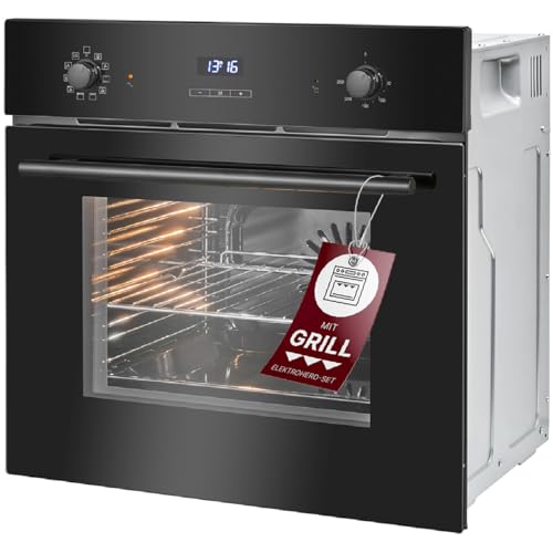 Bomann Einbaubackofen mit Grill, Heißluft & Ober-/Unterhitze | Backofen 56L Nutzinhalt | Ofen mit 50°C - 250°C Bereich & Touch Control | Oven mit 9 Backofen-Funktionen | EBO 7909 schwarz von Bomann