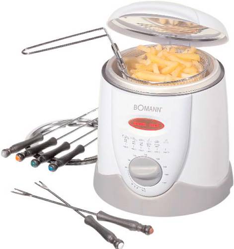 Bomann FFR 1290 Fondue-Fritteuse 840W mit manueller Temperatureinstellung Weiß, Grau von Bomann