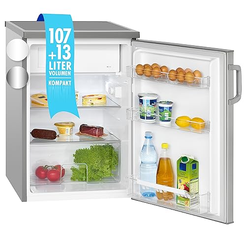 Bomann Kühlschrank mit Gefrierfach | Getränkekühlschrank mit 120L Nutzinhalt und 2 Glasablagen | Türanschlag wechselbar | kleiner Kühlschrank mit stufenloser Temperaturregelung | KS 2194.1 inox Bomann Kühlschrank mit Gefrierfach | Getränkekühlschrank mit 120L Nutzinhalt und 2 Glasablagen | Türanschlag wechselbar | kleiner Kühlschrank mit stufenloser Temperaturregelung | KS 2194.1 inox von Bomann