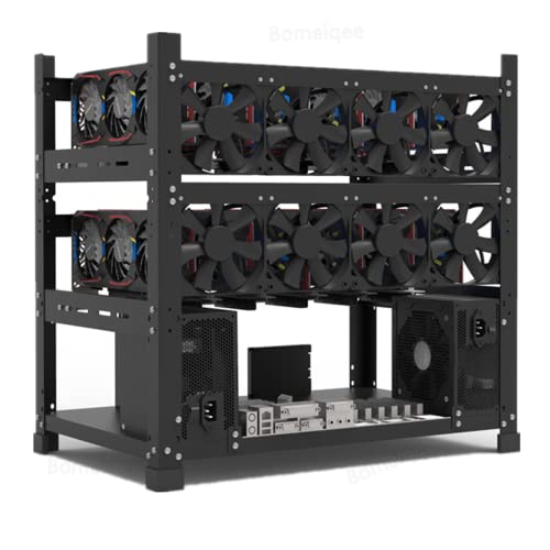 Mining Rig Rahmen für 12 GPU, Unterstützung für Dual Power Supply für Crypto Coin Currency Bitcoin ETH ETC ZEC Mining Tools - Nur Rahmen, Lüfter und GPU sind Nicht im Lieferumfang enthalten von Bomeii