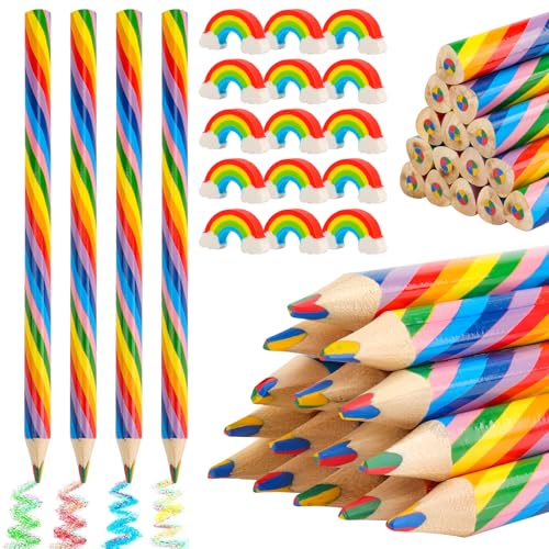 Bomtop 15 Stück Regenbogen Buntstifte für Kinder mit 15 Regenbogen Radiergummis, Stifte für Kinderdicke Buntstifte Geburtstag für Kinder Party Mitbringsel Bomtop 15 Stück Regenbogen Buntstifte für Kinder mit 15 Regenbogen Radiergummis, Stifte für Kinderdicke Buntstifte Geburtstag für Kinder Party Mitbringsel von Bomtop