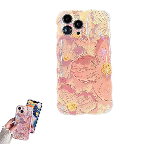 BonNyt for iPhone 14/13/12/11 Pro Max Colorful Oil Painting Exquisite Phone Case,for iPhone Flower Oil Painting Phone Case (for iPhone 14 Pro,Pink) von BonNyt