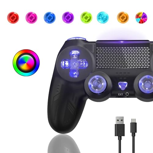 Bonacell RGB Wireless Controller für Ps-4 Dual Vibration Kabellose Gamepad mit Turbo und 3.5mm Audio Jack/LED/Touch Pad für P-s4/Pro/Slim/Pc von Bonacell