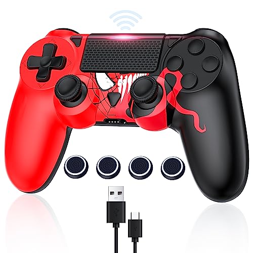 Bonacell Wireless Controller mit Kappen für Ps-4 Dual Vibration Kabellose Gamepad mit Turbo und 3.5mm Audio Jack/LED/Touch Pad/Joystick caps für P-s4/Pro/Slim/Pc(for Blue with 4 Cap Grip von Bonacell