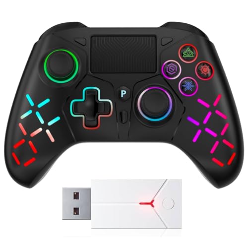 Kabelloser Controller with Adapter für PS5 Game LED Dual-Motor-Vibration/6-Achsen-Sensor/Turbo/3,5-mm-Audiobuchse/Touchpad für P5 Pro/Slim/PC Schwarz Kabelloser Controller with Adapter für PS5 Game LED Dual-Motor-Vibration/6-Achsen-Sensor/Turbo/3,5-mm-Audiobuchse/Touchpad für P5 Pro/Slim/PC Schwarz von Bonacell