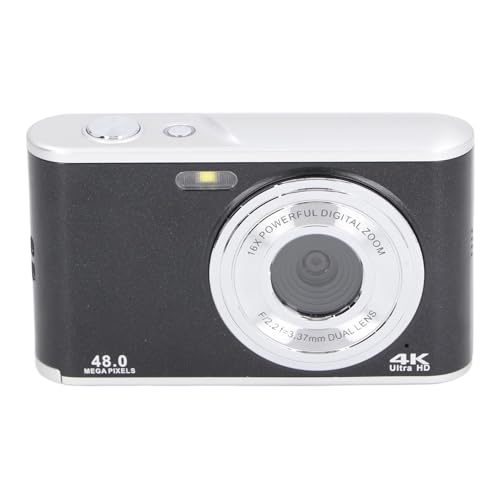 48MP Digitalkamera 4K Video 16x Zoom Auto Focus Anti Shake 2,4 -Zoll -IPS -Kompaktkamera mit Zwei Objektiven für den Abschluss des Reisens (Schwarz) von Bonbela