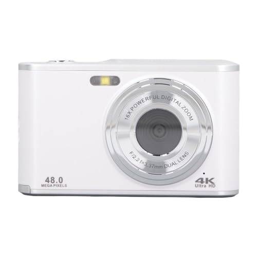 48MP Digitalkamera 4K Video 16x Zoom Auto Focus Anti Shake 2,4 -Zoll -IPS -Kompaktkamera mit Zwei Objektiven für den Abschluss des Reisens (Weiß) von Bonbela