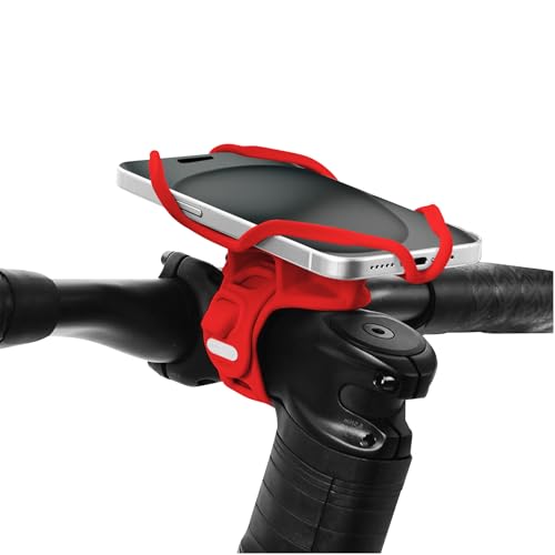 BONE Bike Tie 5 Pro Bike Phone Mount Bicycle Phone Holder for Stem Mounting 4.7"-7.2" iPhone 15/Pro/Pro Max, Ultra Light Phone Mount for Bike Motorcycle, Designed for Road Bicycle - Rot von BONE