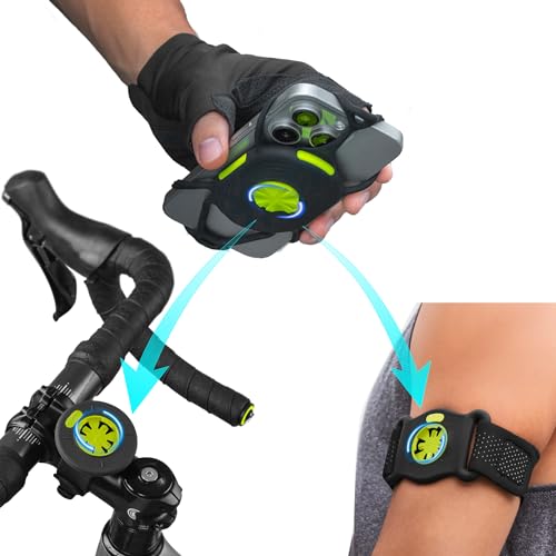 Bone Run and Bike Tie Connect Kit 2 Magnetic, 360° drehbare Schnellspanner 2 in 1 Handyhalterung für Jogging Radfahren, Universal Sport Armband Bike Computer Halterung für Smartphone 4.7-7.2 Zoll von Bone