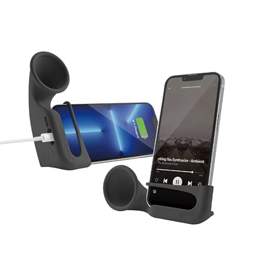Bone Universal Handy Ständer Sound Verstärker, Silikon Handyhalter Stand Lautsprecher, Schreibtisch Handyhalterung Universal Kompatibel mit iPhone Samsung 4,7-7,2 Zoll Smartphone (Schwarz) von Bone