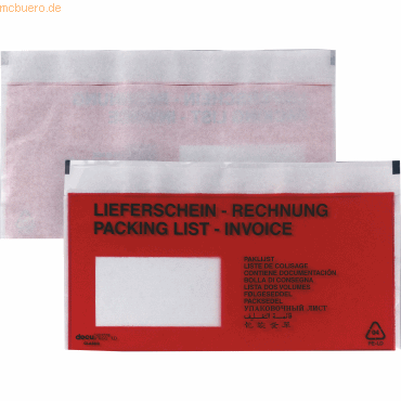 Bong Dokumententasche 00014031 DIN lang haftklebend mit Fenster rot 1. von Bong