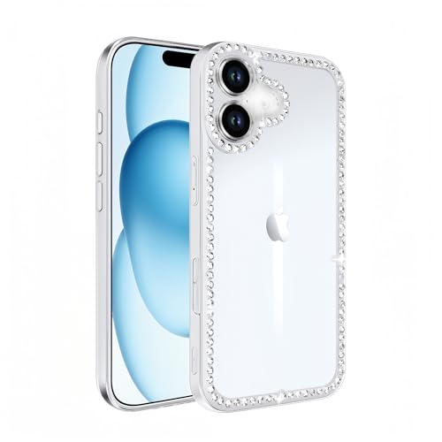 Bonitec Schutzhülle für iPhone 16 mit Strasssteinen, transparent, für Damen, niedlich, glitzernd, kristallfarben Bonitec Schutzhülle für iPhone 16 mit Strasssteinen, transparent, für Damen, niedlich, glitzernd, kristallfarben von Bonitec