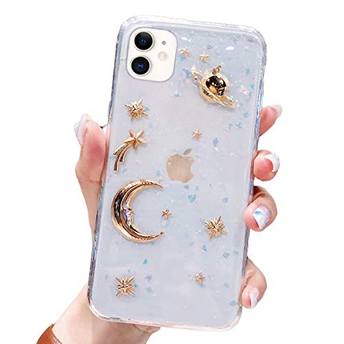 Bonitec Für Apple iPhone 11 Hülle 3D Bling Planet Glitzer mit Space Sparkle Mond Stern Universum Flexible Weiche TPU Transparent Klar Stoßfest Schutzhülle Cover Gold Bonitec Für Apple iPhone 11 Hülle 3D Bling Planet Glitzer mit Space Sparkle Mond Stern Universum Flexible Weiche TPU Transparent Klar Stoßfest Schutzhülle Cover Gold von Bonitec