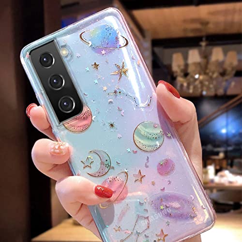 Bonitec Schutzhülle für Galaxy S23 Plus – Bling Planet Glitzer, Weltraum, Galaxie, Sternenstaub, Mondstern-Universum, weiches TPU-Silikon, stoßfest, transparent mit mehrfarbigem Glitzer, schlank Bonitec Schutzhülle für Galaxy S23 Plus – Bling Planet Glitzer, Weltraum, Galaxie, Sternenstaub, Mondstern-Universum, weiches TPU-Silikon, stoßfest, transparent mit mehrfarbigem Glitzer, schlank von Bonitec